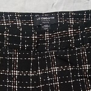 Liz Claiborne Black, white and pink plaid cropped pants